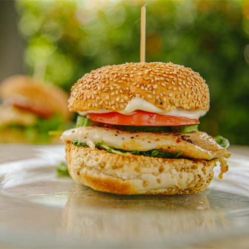 Deluxe chicken sandwich on plate