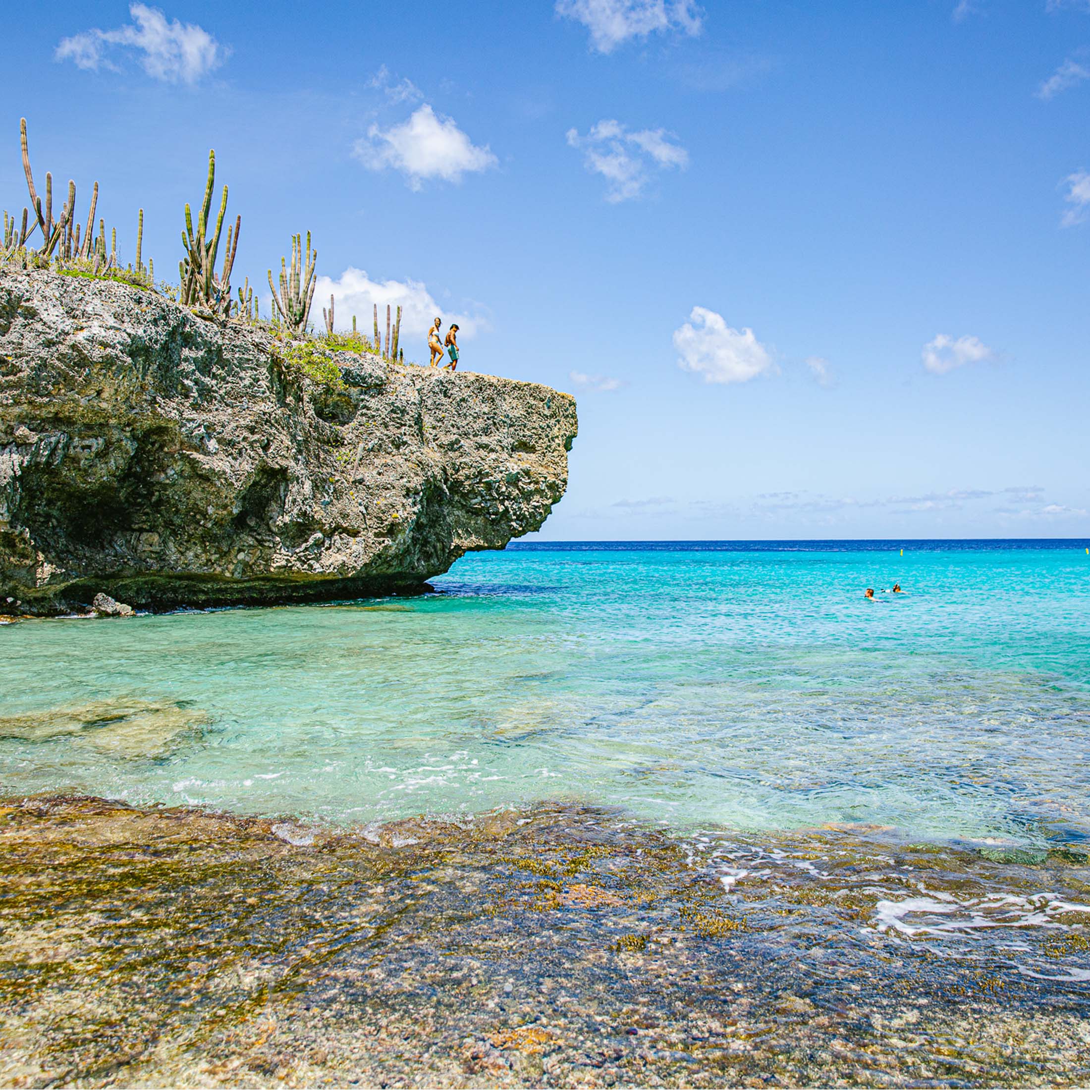 Beach surrounded by rocks