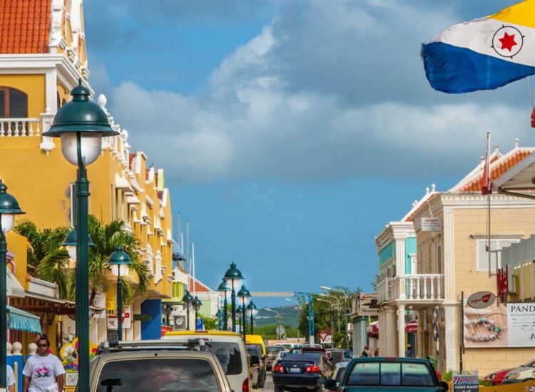 Street surrounded by colorful buildings in downtown