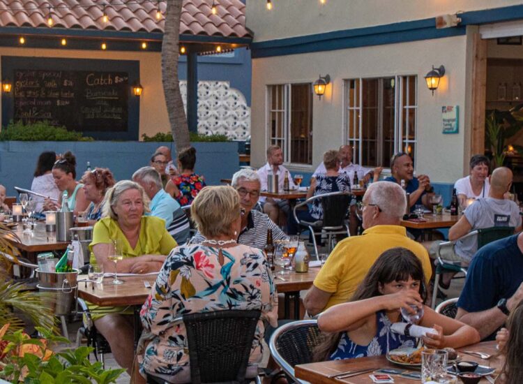 People dining outdoors