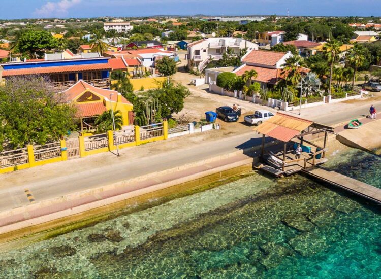 Aerial view of property by the ocean