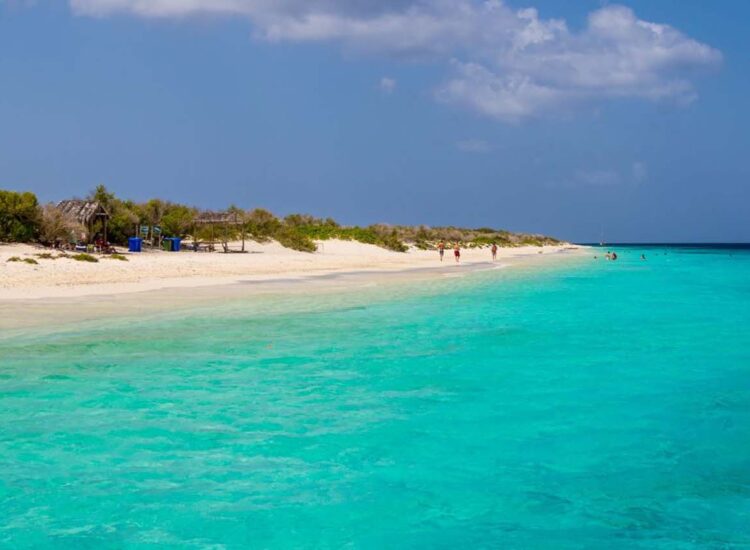 White sand beach and deep blue ocean