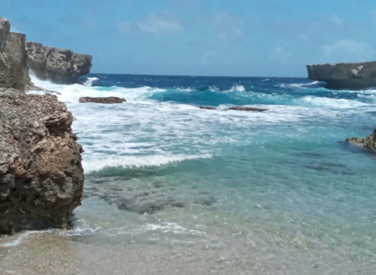 Waves splashing on rocks in sea shore
