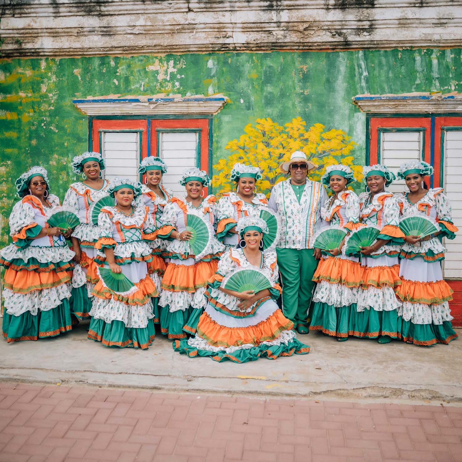 Group shot of women in celebratory dresses